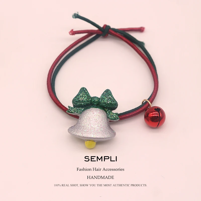 Bell 1 Sempli, 22 вида, высокие нейлоновые резинки, рождественский сезон, колокольчик, эластичные резинки для волос, для женщин, девочек, Санта Клаус, Рождественская елка, головные уборы - Цвет: Bell 1