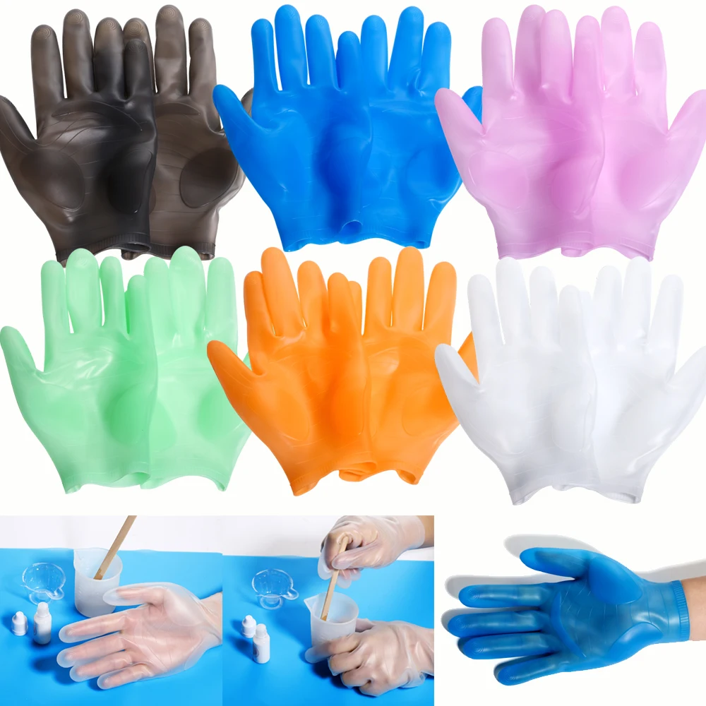 1 Pair Multicolor Silicone Rubber Gloves Safe Soft Reusable Easy Clean