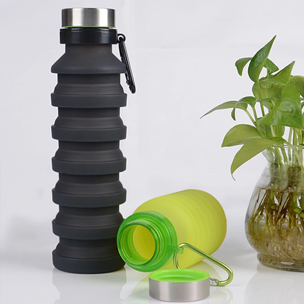 550ML Soft Silicone Foldable Water Bottle Portable Leak-proof Travel Outdoor Sports Hiking Camping Cup Cycling Large Capacity