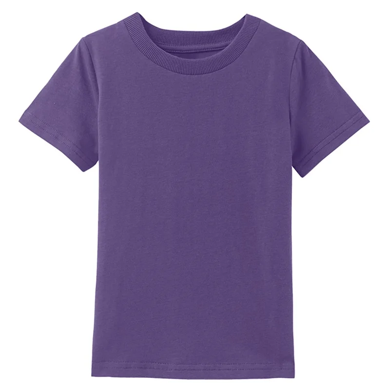 Простая футболка для маленьких мальчиков и девочек летняя футболка для малышей Однотонная футболка для малышей пустые майки для малышей детская футболка из тяжелого хлопка - Цвет: purple