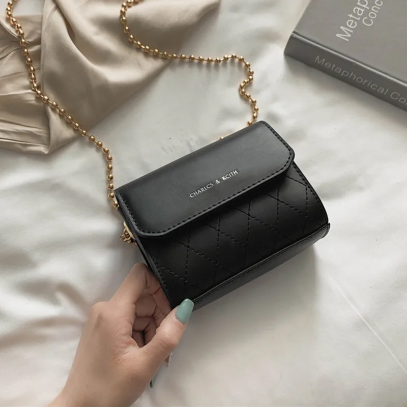 

2019 New Style Fashion Korean-style INS Versatile Chain Shoulder Bag Women's Hong Kong Style Western Style Square Bag Square Sli