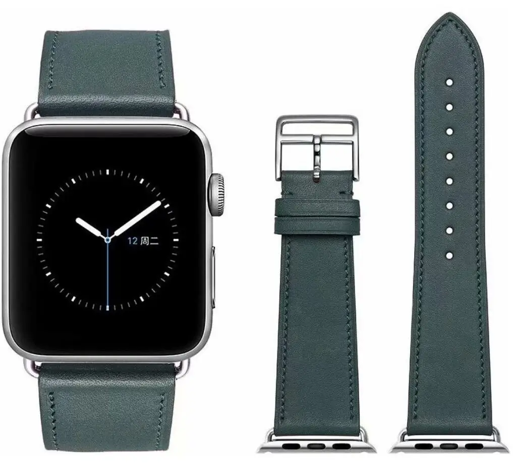 Эффективная петля pine green для iwatch 5 4 3 2 1 42 мм 40 мм ремешок для Apple Watch 38 мм 44 мм натуральная кожа