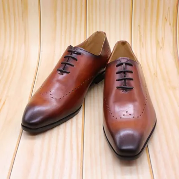 

Top Quality Children Leather Dress Shoes School Party Formal Footwear Black Brown Wingtip Lace Up Pointed Toe Classic Oxford