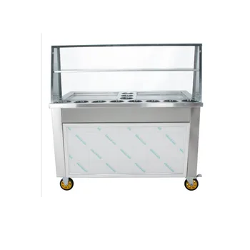 

Double square pan with 11 tanks fried ice cream roll machine fried ice cream roll machine with shelf and bezel