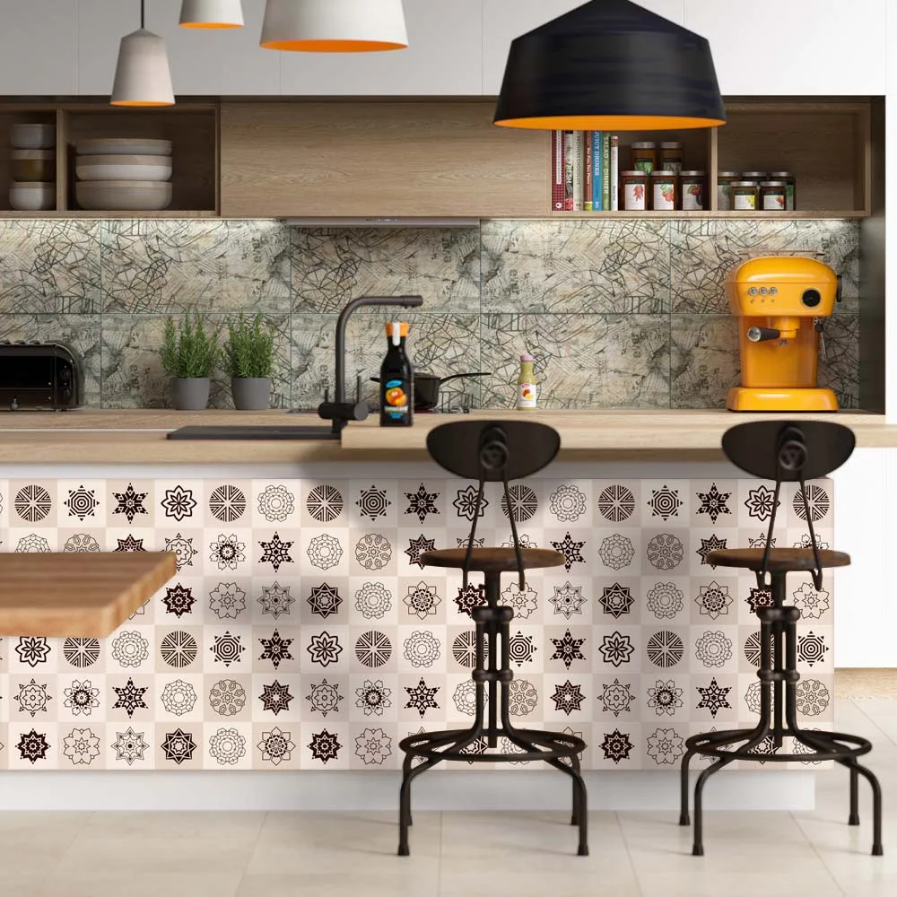 PAG Cross Border for Bohemian Decorative Pattern Wall Stickers Bathroom Adhesive Paper Waterproof Tile Stickers Self-Adhesive Ki