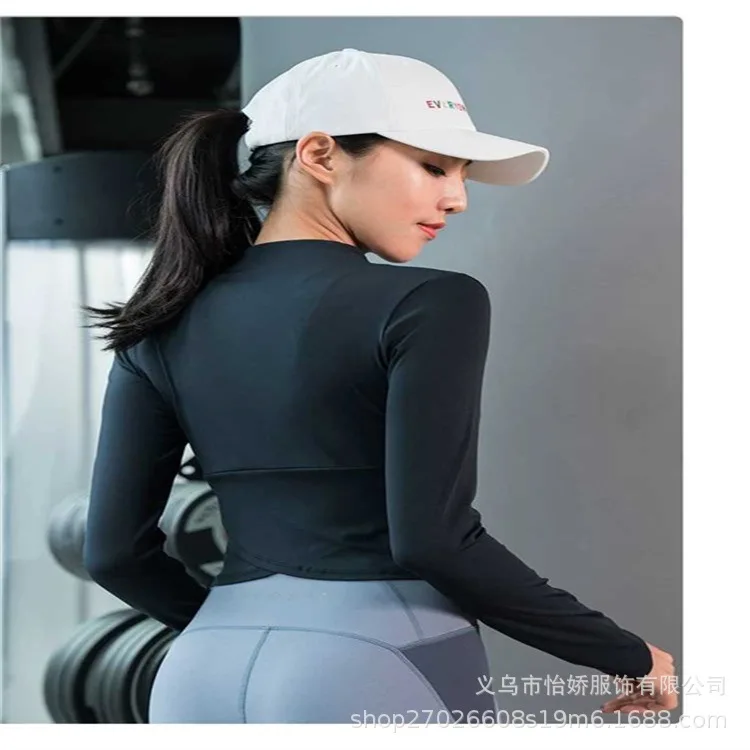 

Autumn And Winter New Style WOMEN'S Dress Tight Elasticity Breathable Workout Clothes Cardigan Training Sports Quick Drying Clot