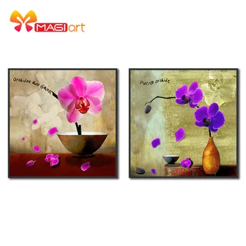 

Cross stitch kits Embroidery needlework sets 11CT water soluble canvas patterns 14CT Japanese style oil painting flowers-NCMF093