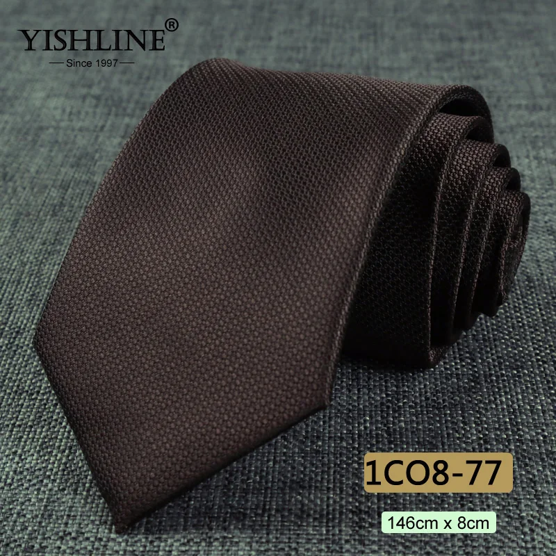 1CO8-77 YISHLINE, распродажа, 8 см, мужские галстуки, классический галстук, синий, для мужчин, в полоску, в клетку, серый, розовый, деловой галстук для жениха, свадебные аксессуары - Цвет: 1CO8-77