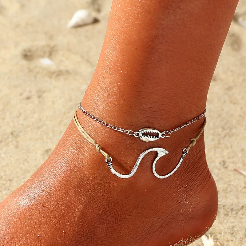 Boho Stainless Steel Ankle Bracelets for Women Brief Shell Anklet Shiny Fashion Foot Jewelry Beach Vacation New Gift Hot