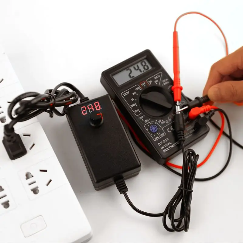 Регулируемый адаптер питания постоянного тока 3 V-12 V 2A DC 9 V-24 V 1A с дисплеем напряжения