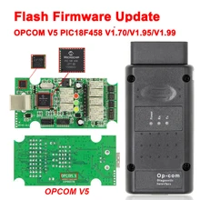 Opcom v5 para opel op com 1.70 flash firmware atualização de diagnóstico do carro para opel OP-COM 1.95 pic18f458 pode ônibus obd obd2 ferramentas automóvel