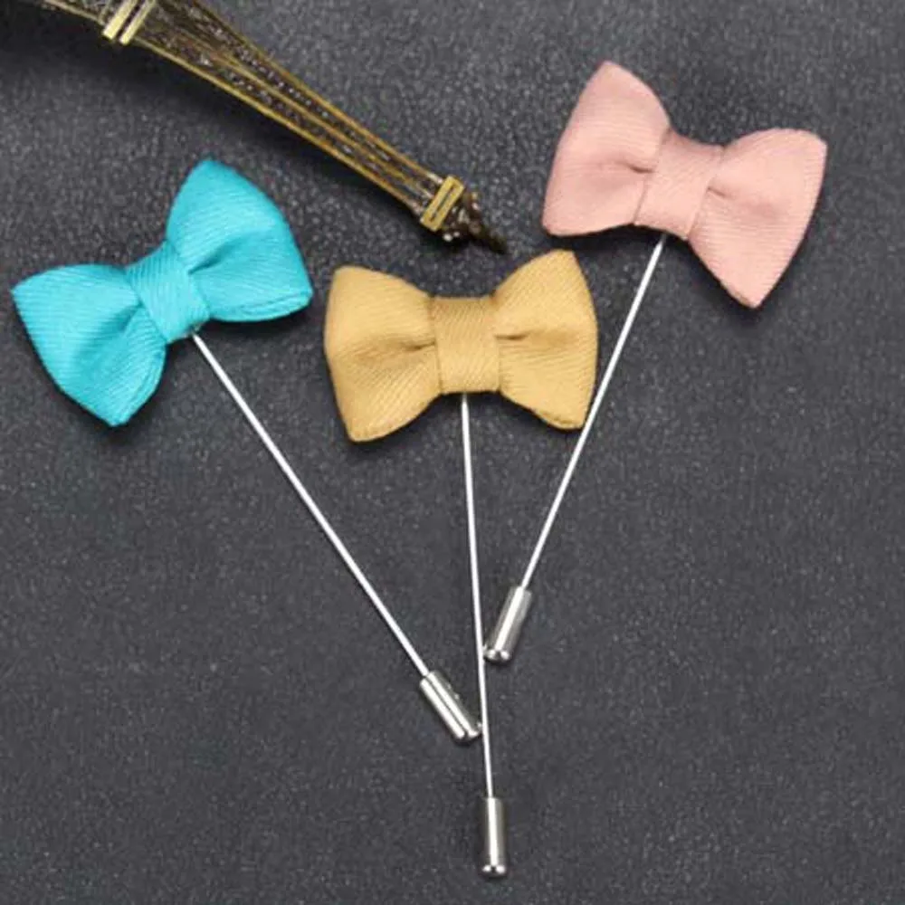 

1PC Bowtie Shaped Lapel Pin Men Women Brooches for Suit Decor Fashion Casual Designer Suit Boutonniere Bowtie Pin Accessory