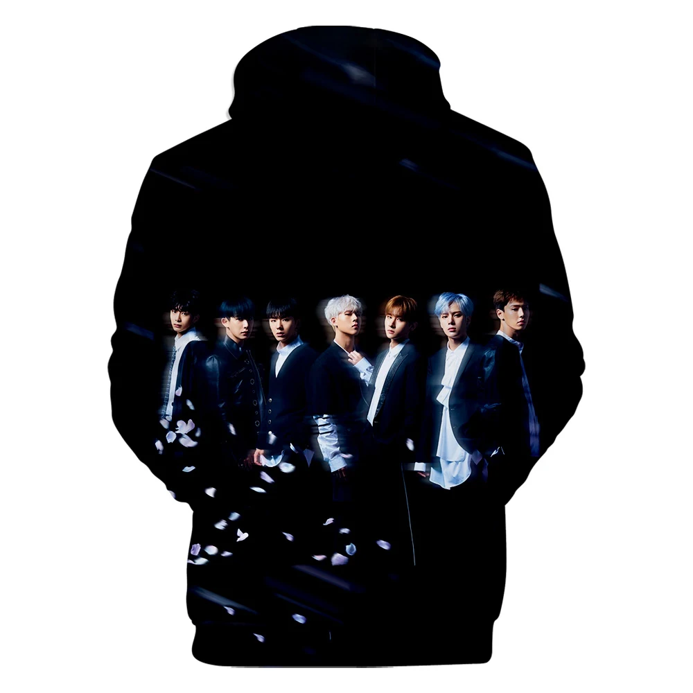Новинка, Повседневная 3D Толстовка с капюшоном MONSTA X для мужчин и женщин, модная детская черная толстовка с капюшоном, осенне-зимняя Красная толстовка