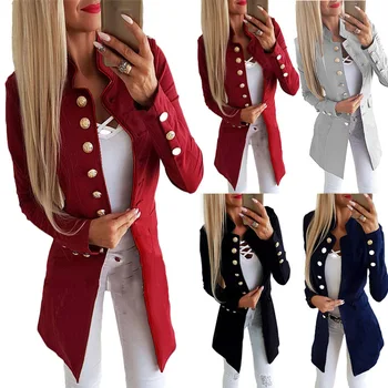 

Newly Women Ladies Casual Single-breasted Formal Long Blazer Jacket Slim Fit Coat FIF66