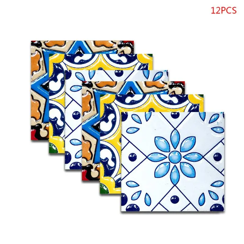 

2020 New 12x Floral Self Adhesive PVC Ceramic Tile Sticker Waterproof Wall Kitchen Decor