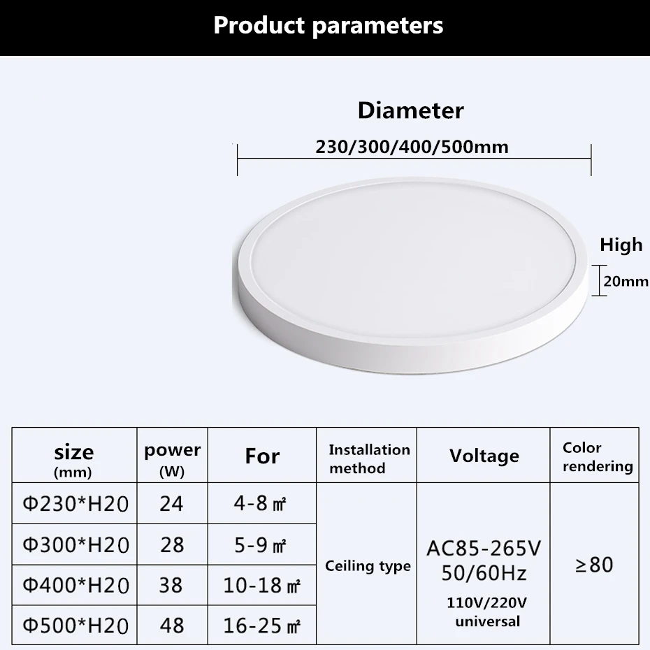 Ultra Dunne 2Cm Led Plafondlamp Super Helder 24/28/38/48W Koud/Warm Wit Oppervlak Gemonteerde Plafondlamp Voor Woonkamer Slaapkamer