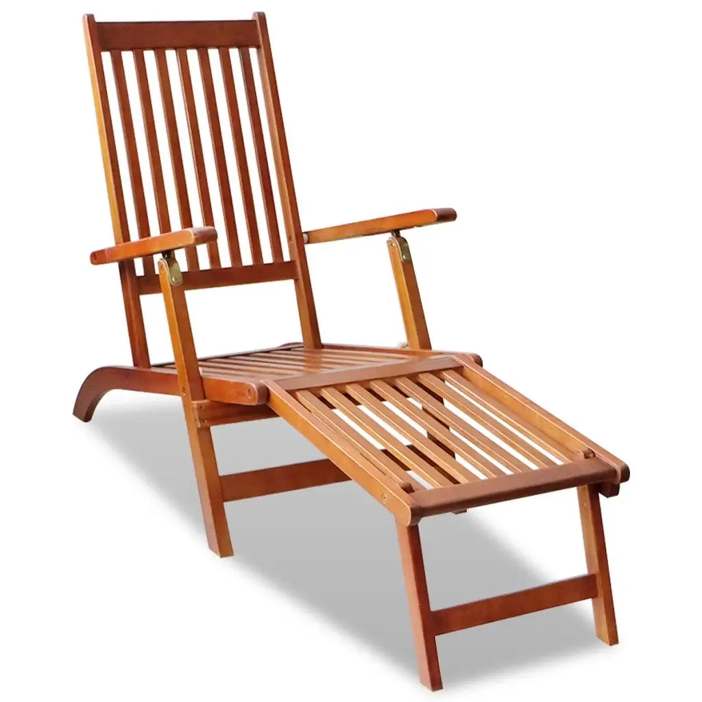 

Modern Foldadble Recliner Reclining Back Outdoor Garden Deck Balcony Furniture Chair with Footrest Solid Acacia Wood