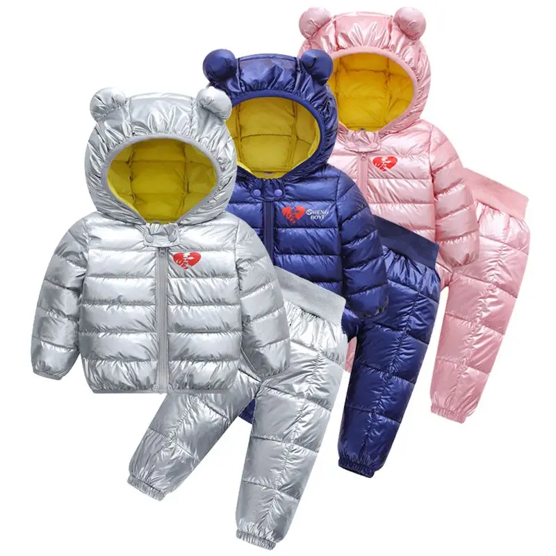

2pcs/set Winter Girls' Jackets Children's Warm Hooded Coat Kids Clothing Tddler Boy Girl Winter Outwear Waterproof Clothes