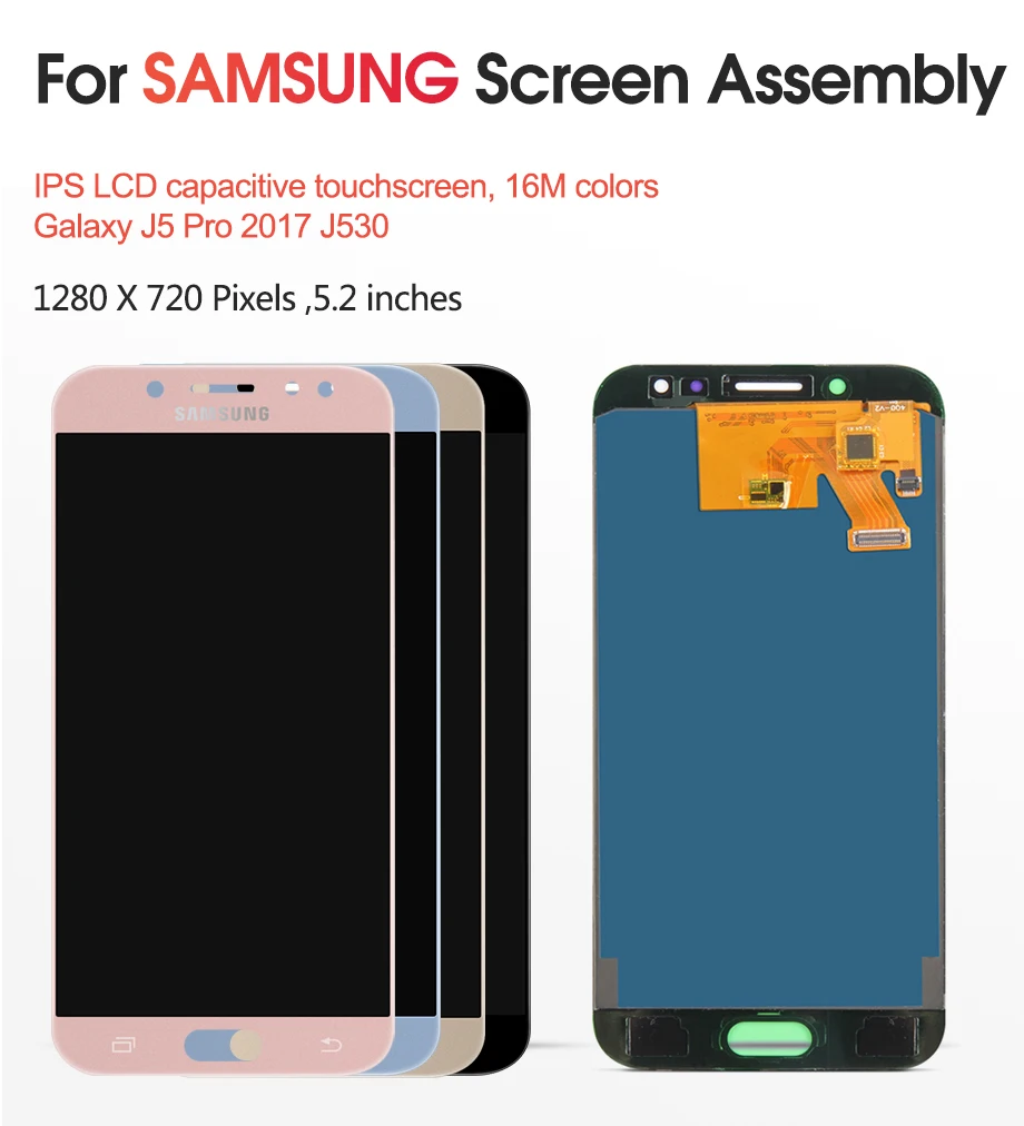 Adjustable Brightness TFT For 5.2'' Samsung Galaxy J5 LCD Display+ Touch Screen Digitizer Replacement For J5 Pro J530