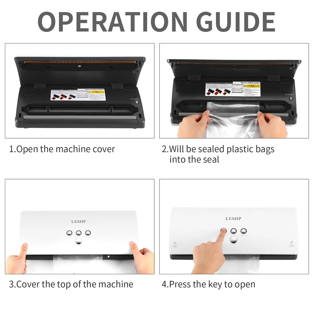 

Leshp Portable Compact Simple Operations Vacuum Sealer Sealing Machine For Household Food Preservation White Abs