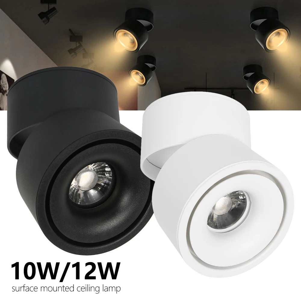 

220V LED Ceiling Light 10W/12W LED Surface Mounted Ceiling Lamp Foldable 360 Degree Rotatable Background Spot Light for Indoor