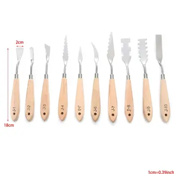 

10pcs Stainless Steel Painting Palette Knife Oil Paint Spatula Mixing Scraper Art Tool