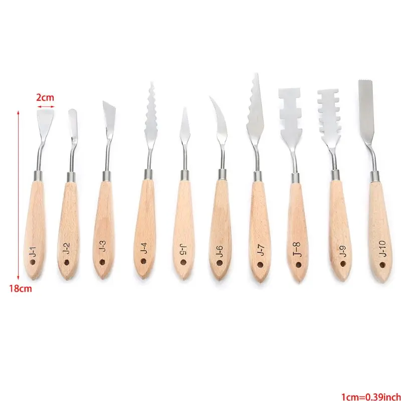  10pcs Stainless Steel Painting Palette Knife Oil Paint Spatula Mixing Scraper Art Tool