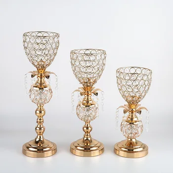 

Crystals Candle Holders Gold Candelabra Wedding Party table Centerpieces Candlestick Home Decoration Candle Stan