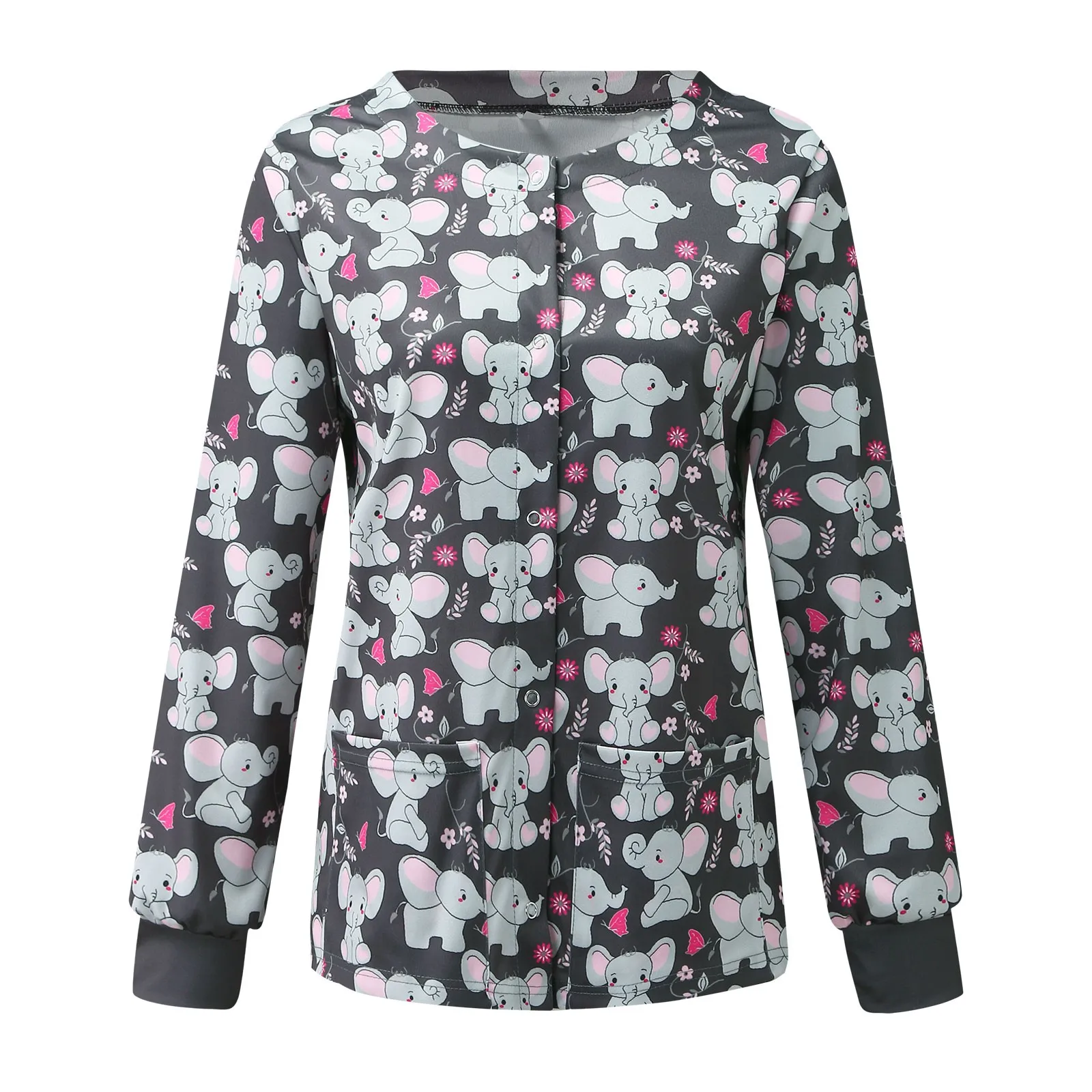 3xl Scrub Top Women Nurse Uniforms Long Sleeve Animals Pattern Working Uniform Blouse Nursing Scrub Workwear Medical Uniforms