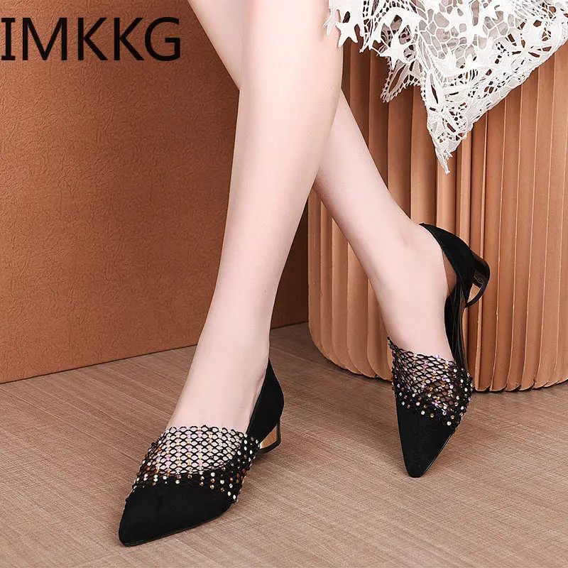 Elegant black Pointed Toe Flat Shoes Women crystal Flats Fashion Slip on Ladies Shoes lady slip on ballet Office shoes F90364