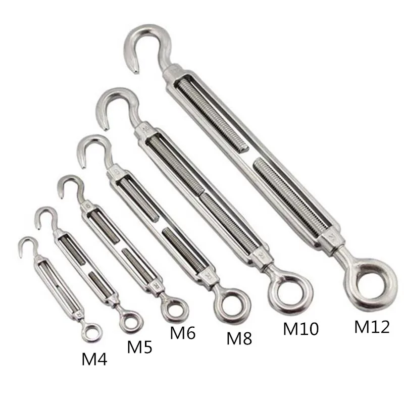 4 шт. крючок для глаз Turnbuck M4/M5/M6/M8/M10/M12 кольцо из нержавеющей стали турникет Регулируемая цепь такелаж& глаз турникет серебро