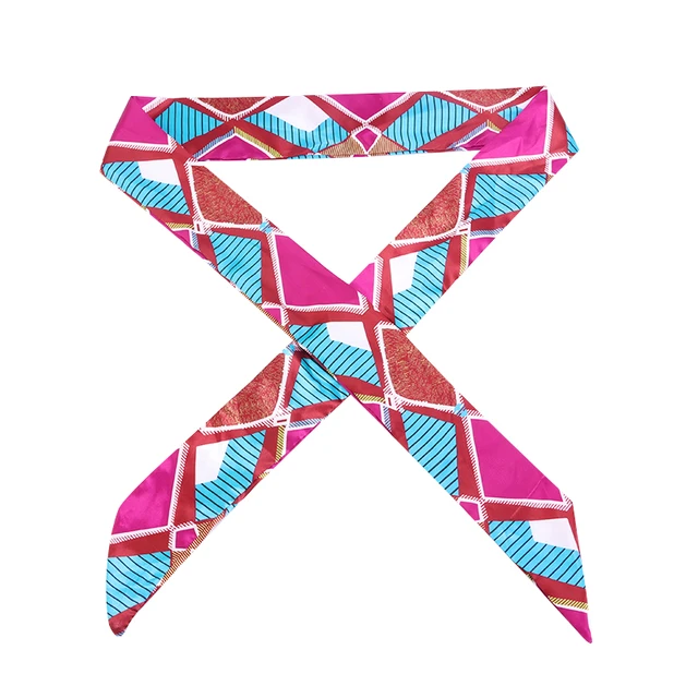 New African Pattern Print Headband for Women Twist Style Black Girl Head Wraps Elastic Hair Accessories Turban Headscarf 223B Hot pink blue