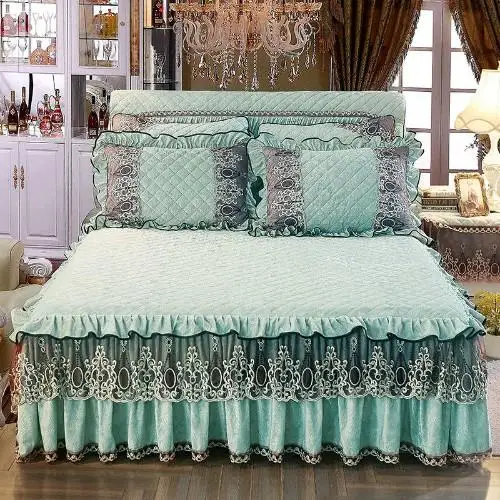 Bed skirt 2 36 флисовый теплый постельный комплект с юбкой, покрывало для кровати, кружевное покрывало, Комплект постельного белья принцессы, Комплект постельного белья для королевы и королевы, Комплект постельного белья, наволочка для подушки - Цвет: Bed skirt 2