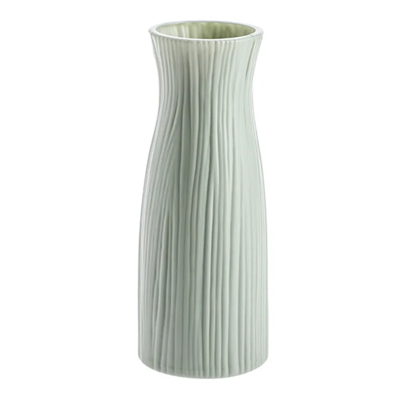 Vaso Decorativo Bianco Effetto Ceramica In Plastica, Finto Rattan, Altezza 17 Cm, Per Fiori, Casa, Ufficio, Regalo - 2