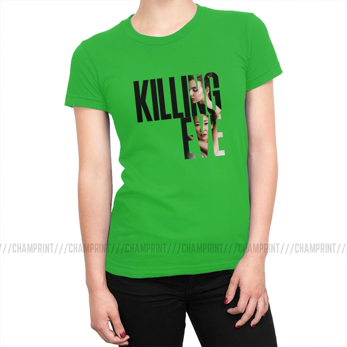 Женские футболки Killing Eve, Модная хлопковая футболка с коротким рукавом и круглым вырезом, классическая женская одежда с принтом - Цвет: Зеленый
