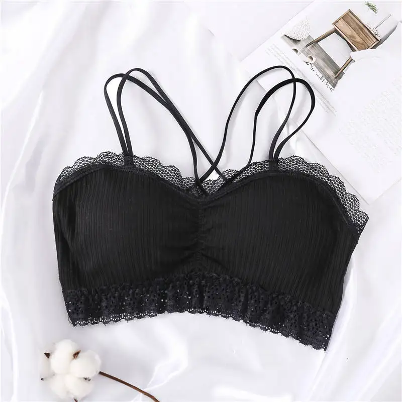 black Lace Tank Crop Tops Women Sexy Crop Top Streetwear Sleeveless Cross Strap Camis Women Cool Girls Vest Cropped Tee Camisole Femme - Цвет: black