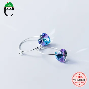 

ElfoPlataSi 925 Sterling Silver Round Dazzling Gradient Heart Stud Earring For Women Lady Fashion Fine Silver Jewelry XY1228