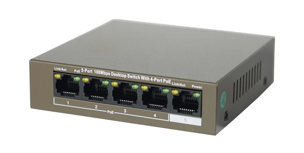 Compatible PoE switch shown for powering the intercom system