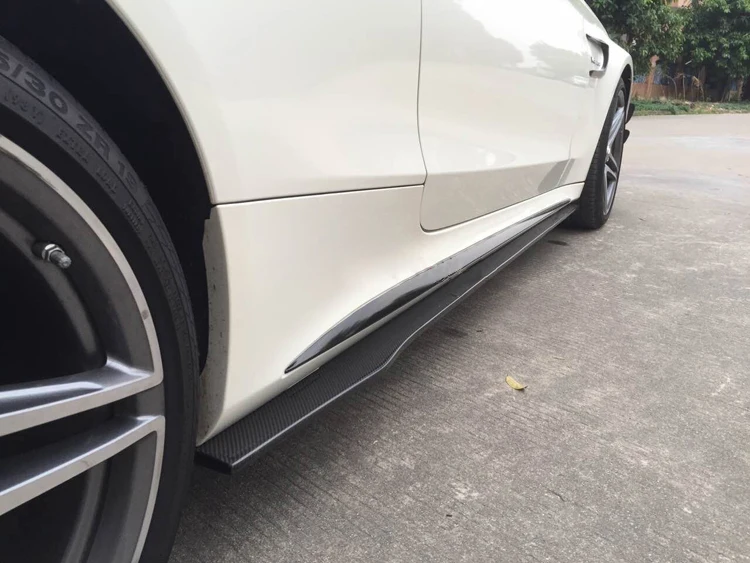 2 шт./компл. углеродного волокна боковой двери юбки тела фартуки для Mercedes Benz C класса W205 C63 AMG купе- FRP черный