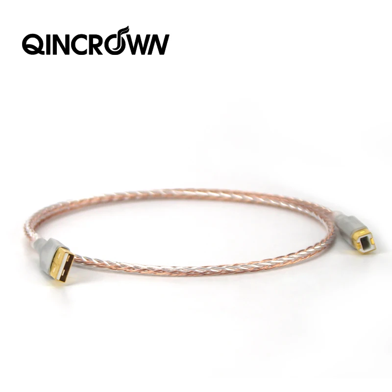 QINCROWN однокристаллический медный посеребренный декодер DAC HIFI линия передачи данных fever USB кабель A-B с квадратным ртом