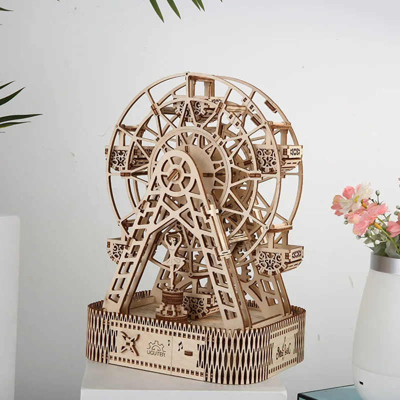 Деревянная музыка колесо обозрения 3D головоломка DIY механический привод модель