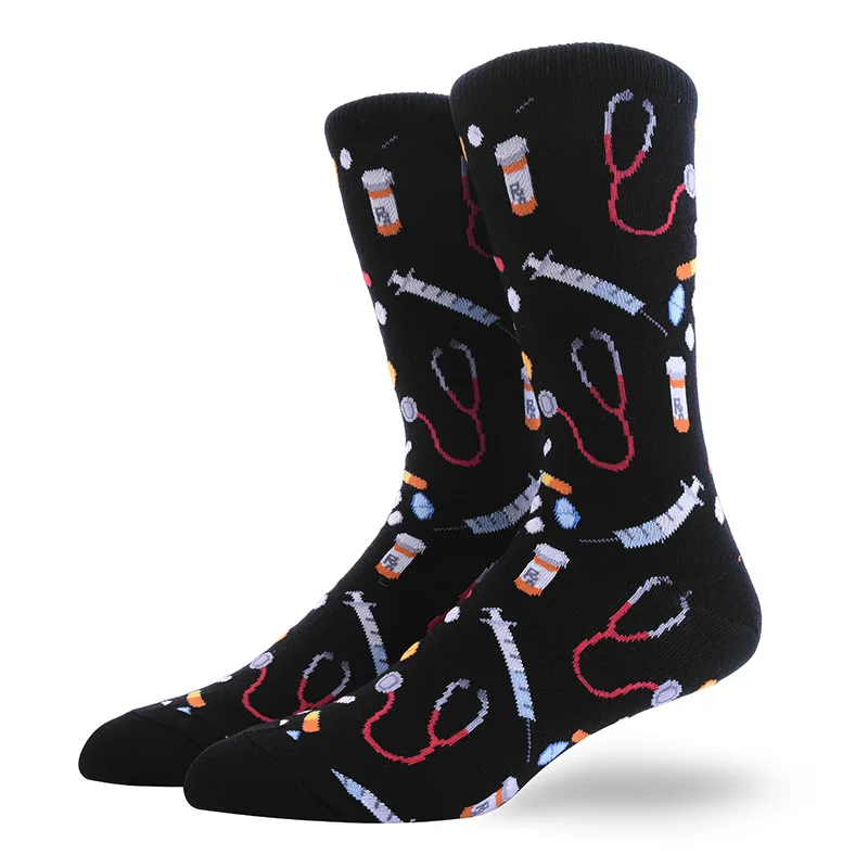 Новые носки для мужчин, мужские носки средней длины, креативные носки, мужские трендовые носки и Цветочные Носки - Цвет: 9