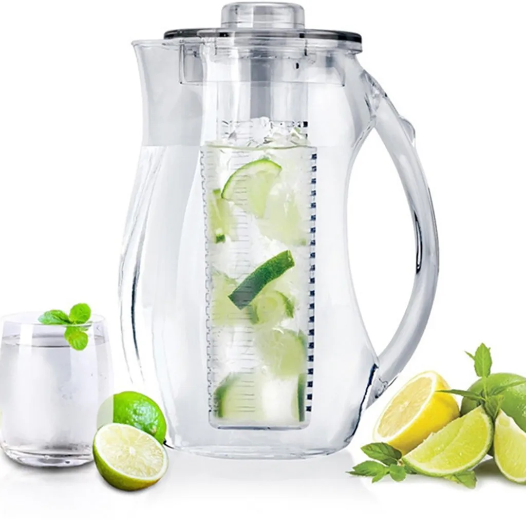 ice kettle Fruit Infusion Flavor Juice Pitcher Drinking Container Jar jug 2.9 qt Clear NEW 18x15x26.5cm Drop shipping#1982