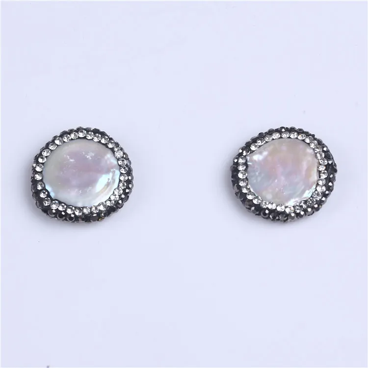 hot sale coin freshwater pearl loose big paved crystal pearl bead