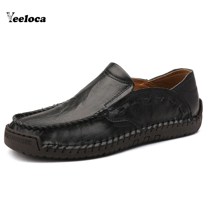 

Mens Genuine Leather Shoes Slip On Real Leather Casual Loafers Mens Moccasins Italian Designer Footwear Big Size 38-46