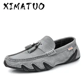 

Fashion Genuine Leather Men Casual Loafers Suede Men's Casual Shoes Slip On Boat Shoes For Men Moccasins Chaussure Homme