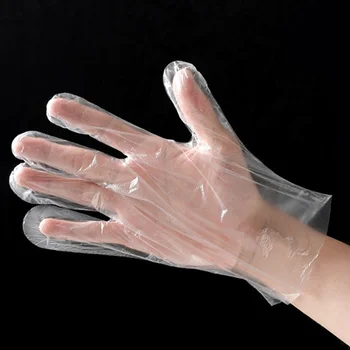 

Transparent 100PCS/lot Disposable Plastic Gloves for Restaurant Use Home Kitchen Food Processing Household Cleaning Gloves