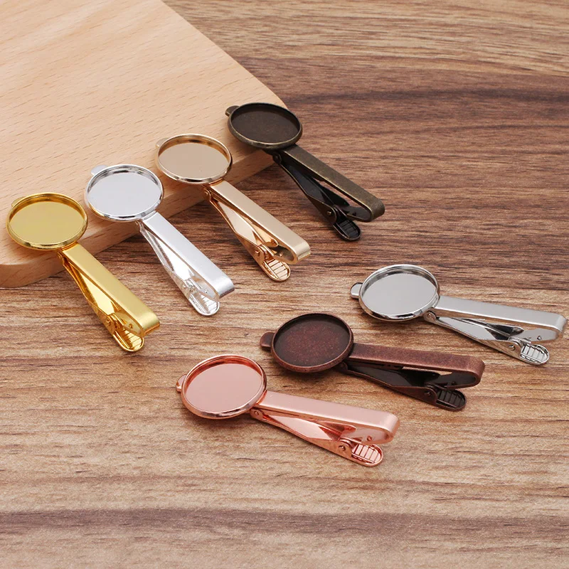 

2pcs/lot Size 16/18/20mm Copper Blank Tie Clips Base Cabochon Settings Bezel Cameo Tray Necktie Tie Bar Clamp for DIY Jewelry