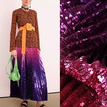 Веерная форма синего, фиолетового, винно-красного цвета, Полиэстеровая ткань с пайетками для летне-осеннего платья DE1118