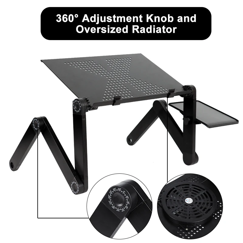 Support de bureau ergonomique en aluminium réglable pour ordinateur portable,  table pour ordinateur portable, support de bureau avec tapis de souris,  adapté pour TV, lit, canapé, PC - AliExpress